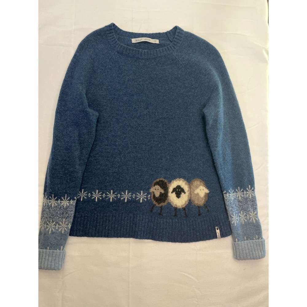 Woolrich Blue Sheep Snowflake Intarsia Knit Crewneck Sweater Womens Small